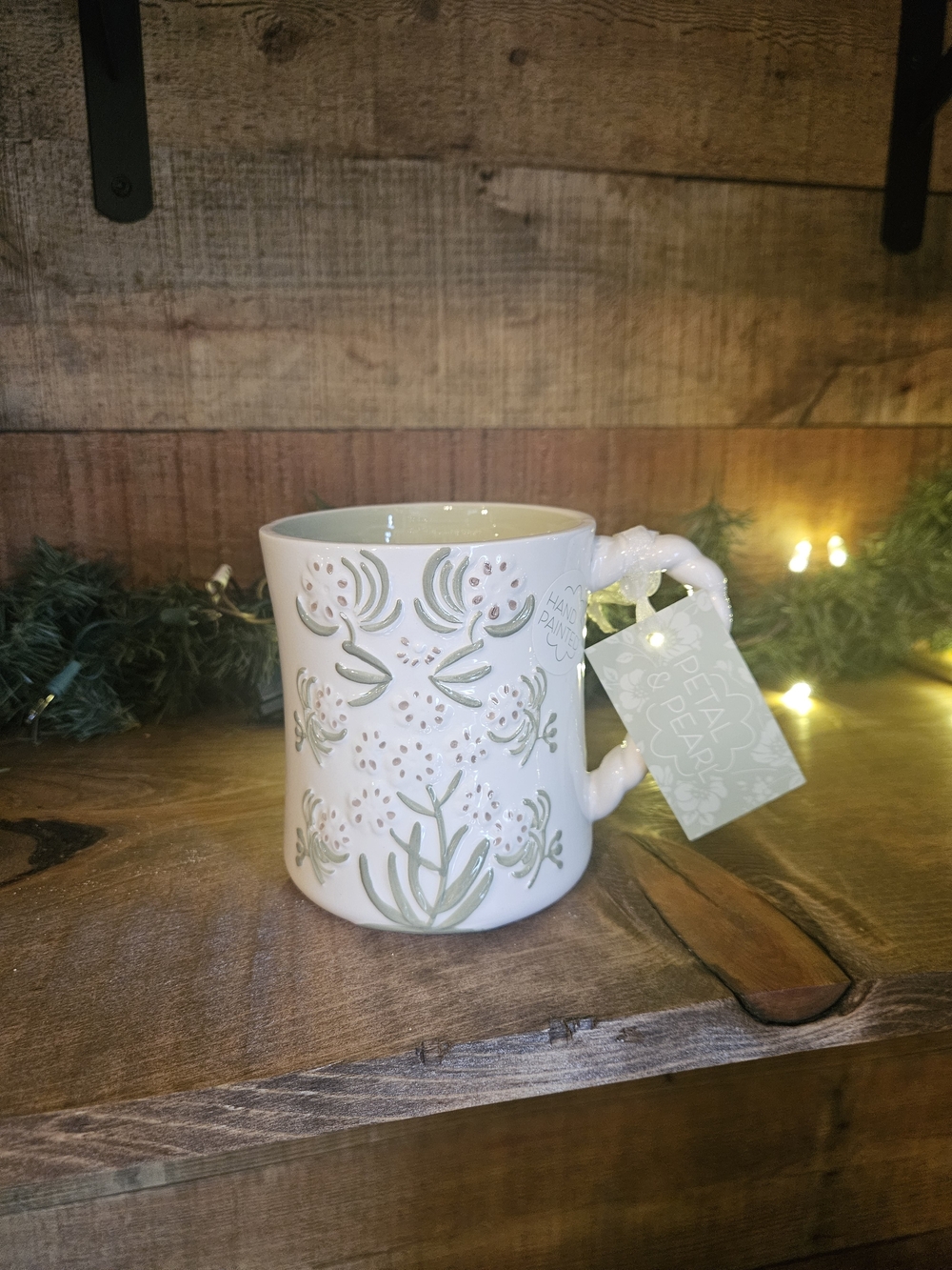 White Floral Ceramic Accent Mug
